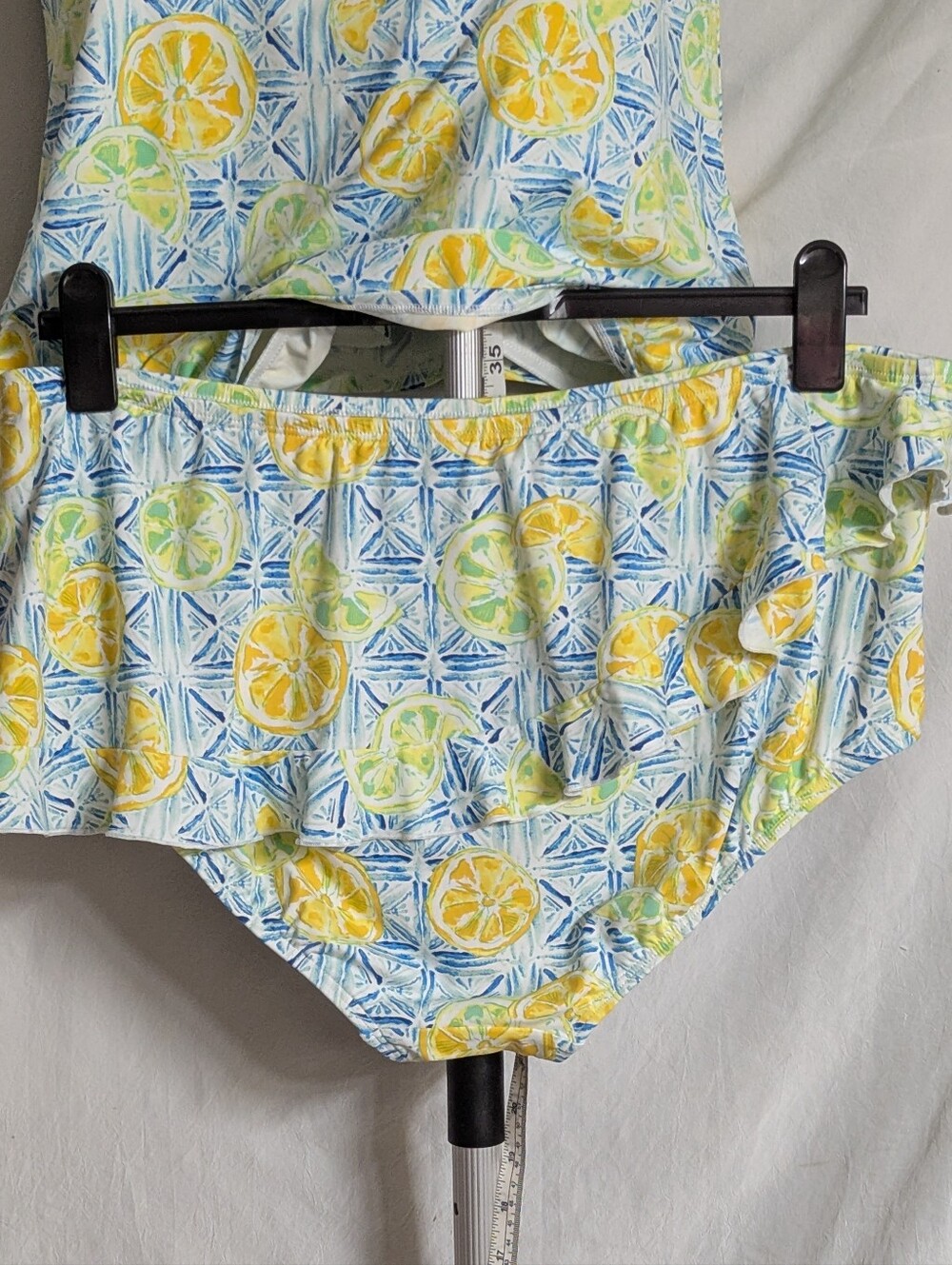 Lands End Tankini Yellow Blue Plus Size Padded Underwire Bra Size 20/22W New - Picture 3 of 14